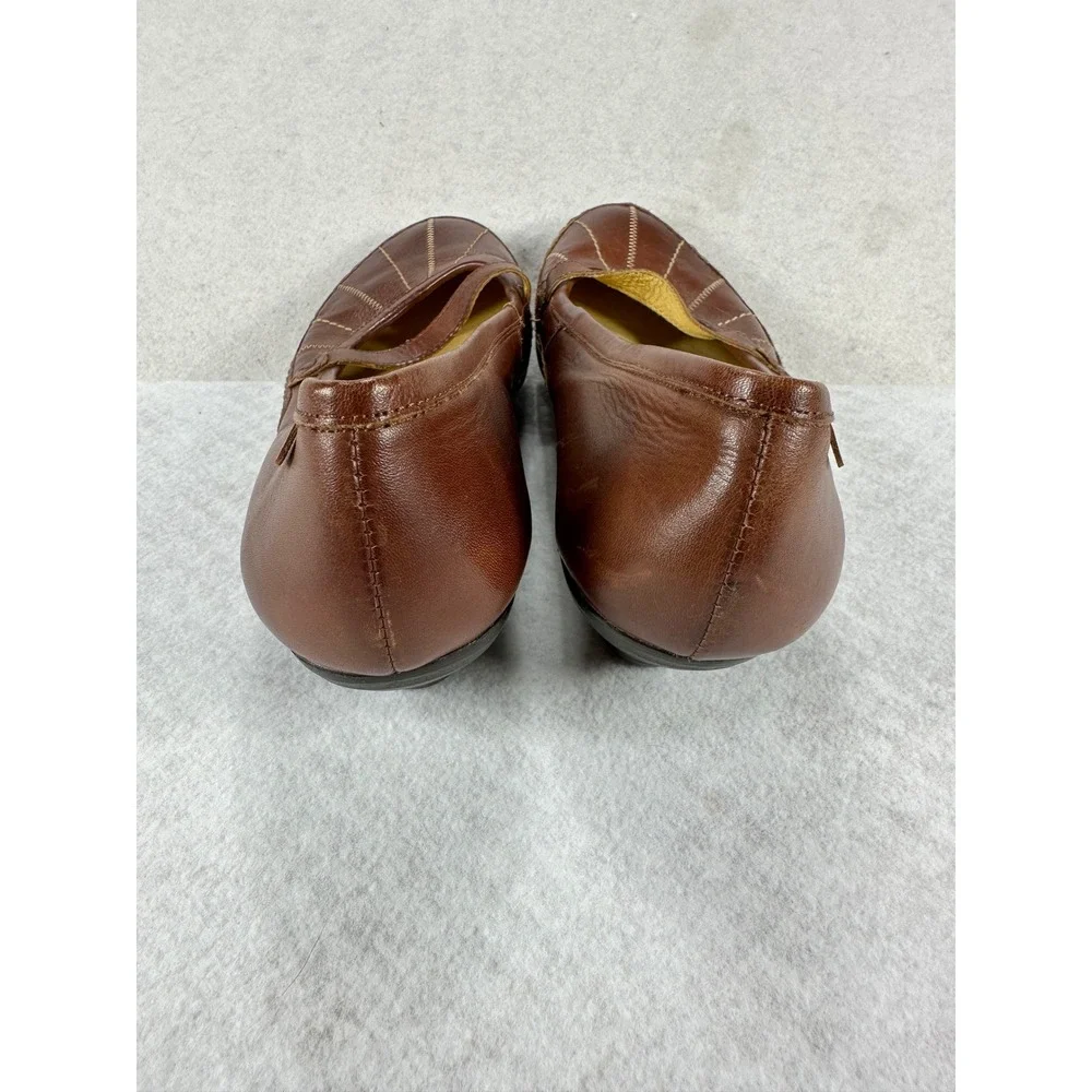 Pikolinos Brown Leather Mary Jane Wedge Pumps Contrast Stitch Shoes Womens 38